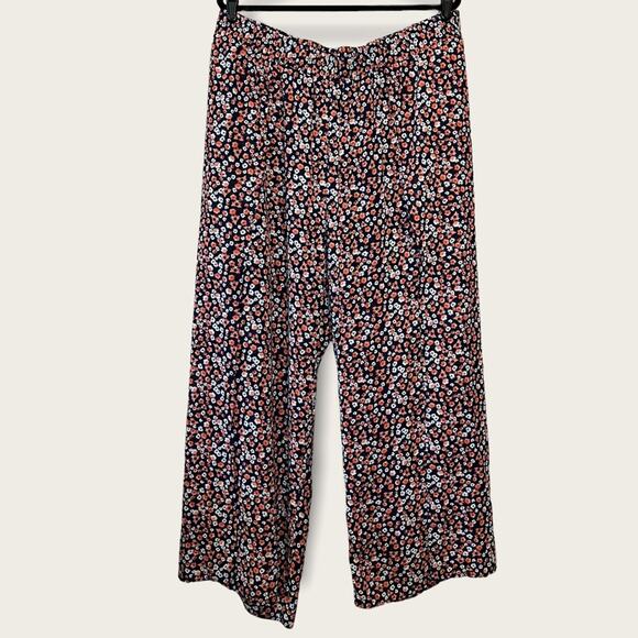 Torrid Side Slit Floral Chiffon Pants size 2 Navy - Picture 2 of 11